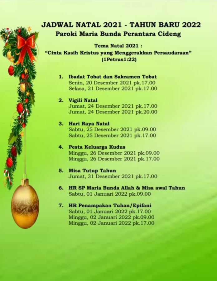 Jadwal Misa Natal 2021 Dan Tahun Baru 2022 Di Paroki-Paroki Keuskupan ...