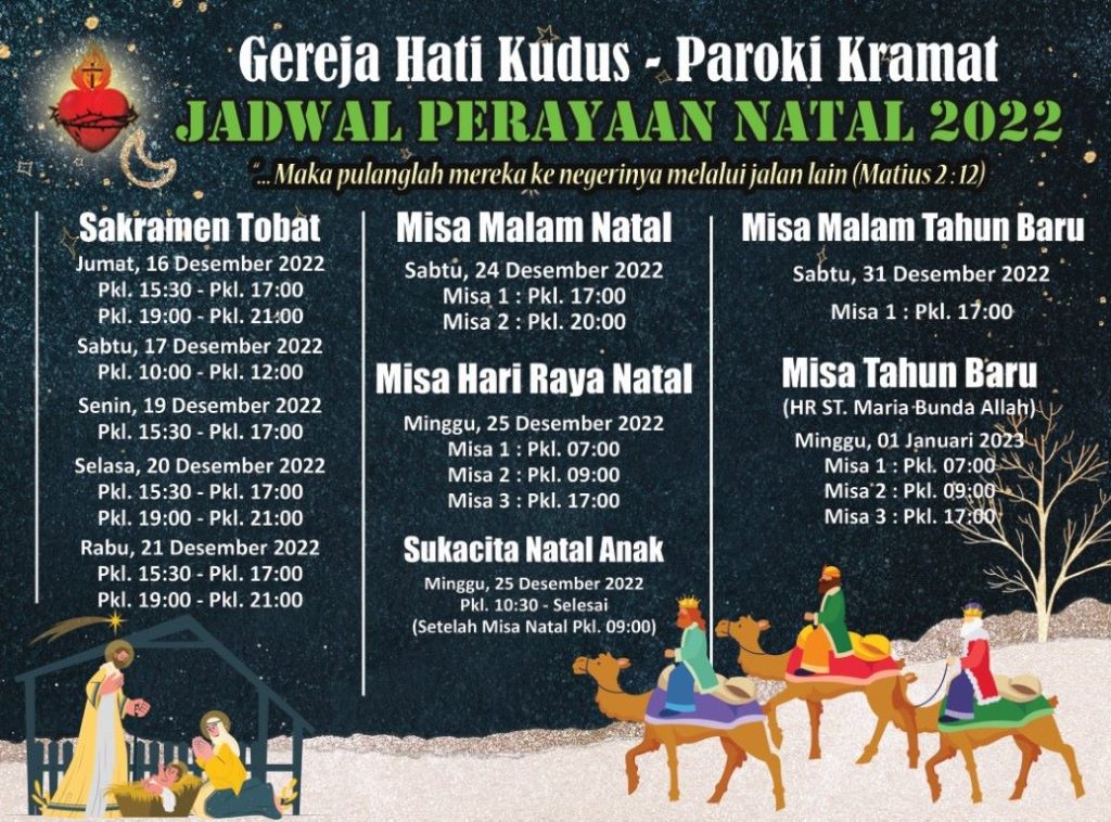 JADWAL PENGAKUAN DOSA DAN MISA NATAL 2022 – TAHUN BARU 2023 PAROKI DI ...