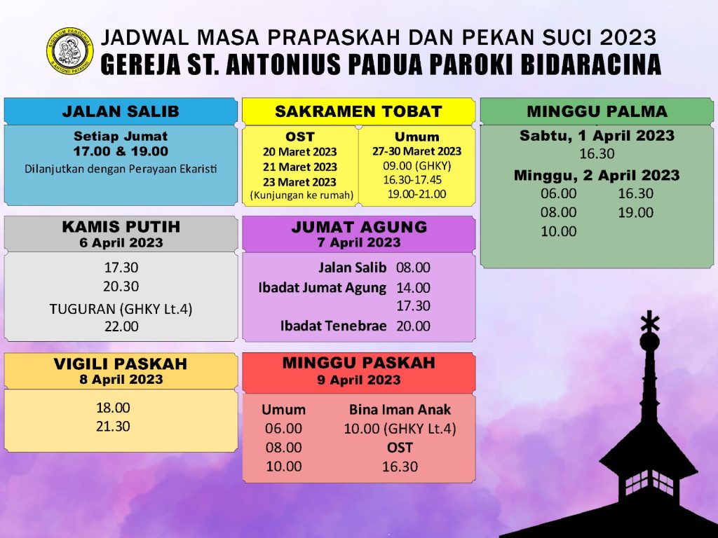 JADWAL PEKAN SUCI – TRI HARI SUCI 2023 SELURUH PAROKI DI KEUSKUPAN ...