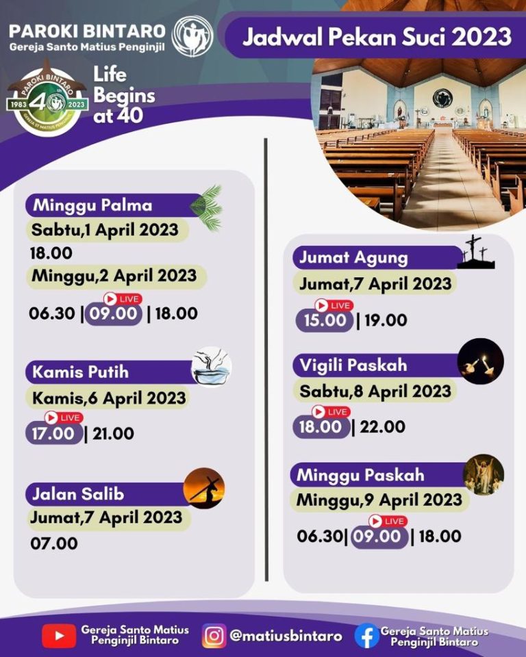 JADWAL PEKAN SUCI – TRI HARI SUCI 2023 SELURUH PAROKI DI KEUSKUPAN ...