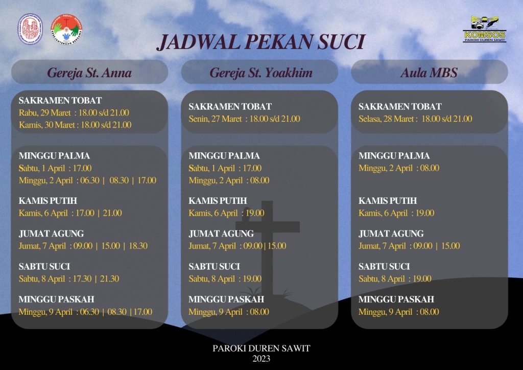 JADWAL PEKAN SUCI – TRI HARI SUCI 2023 SELURUH PAROKI DI KEUSKUPAN ...