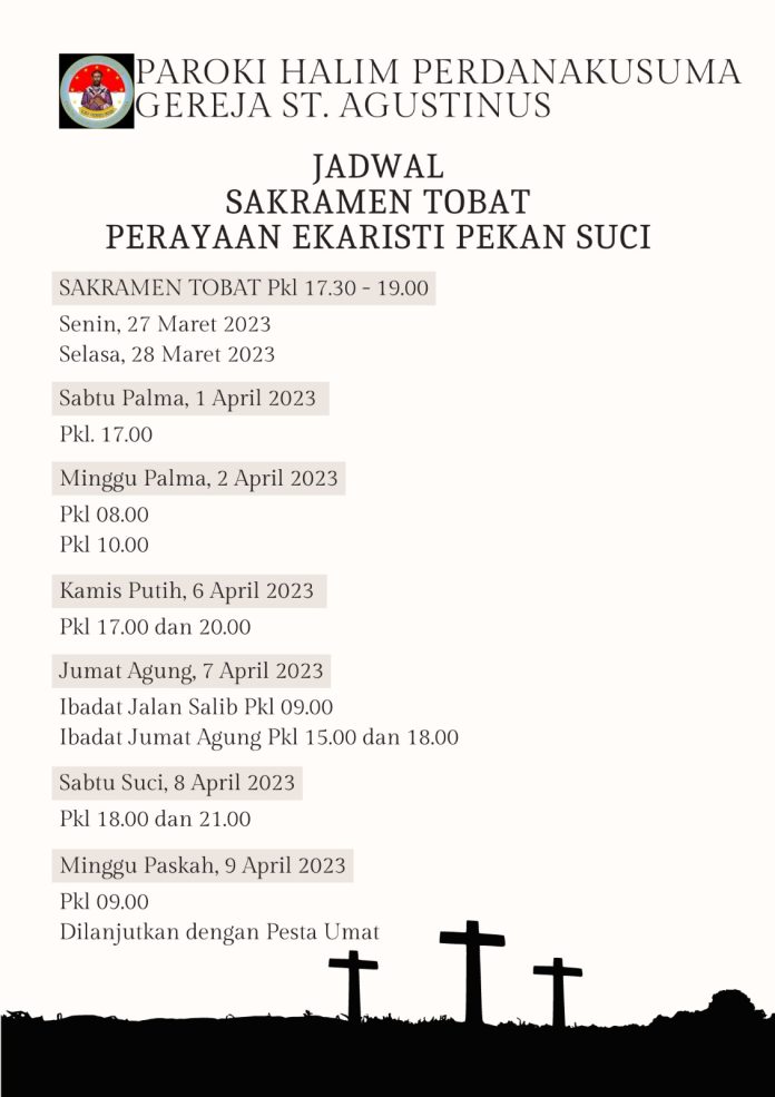 JADWAL PEKAN SUCI – TRI HARI SUCI 2023 SELURUH PAROKI DI KEUSKUPAN ...