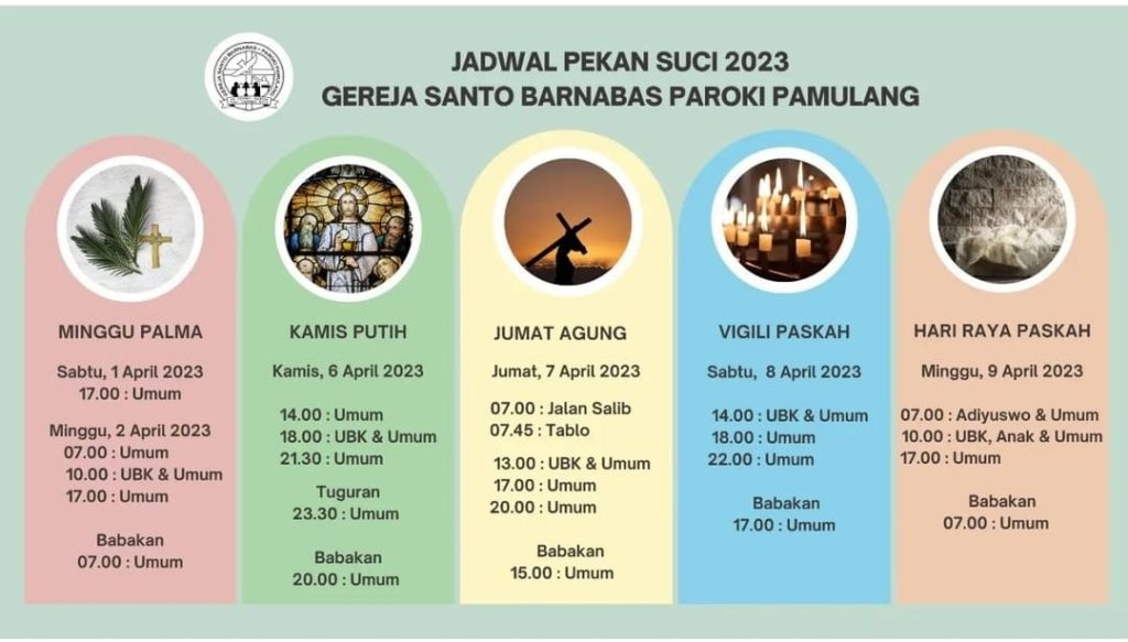 JADWAL PEKAN SUCI – TRI HARI SUCI 2023 SELURUH PAROKI DI KEUSKUPAN ...